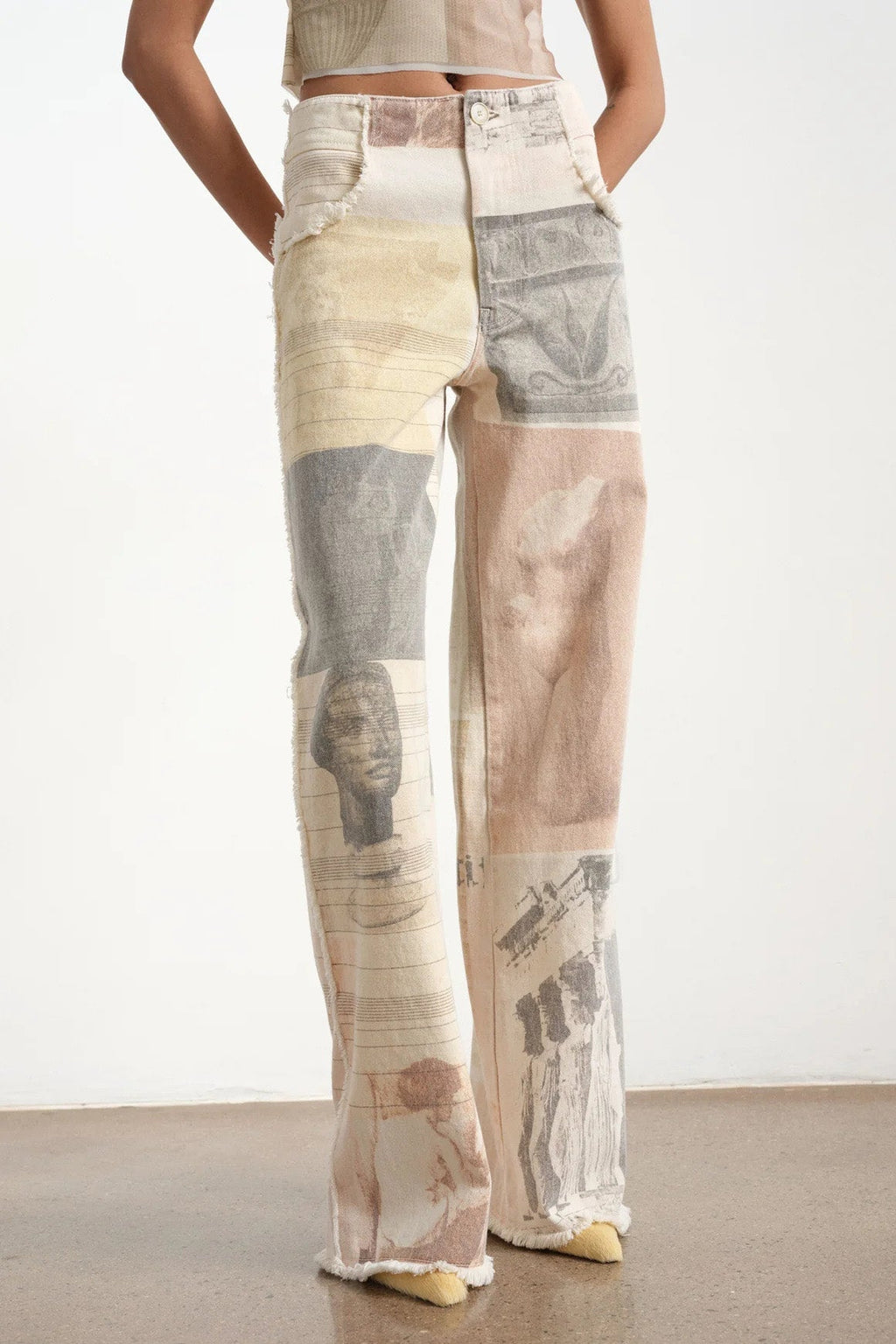 Vintage Print Wide Leg Straight Jeans Lavish Daily