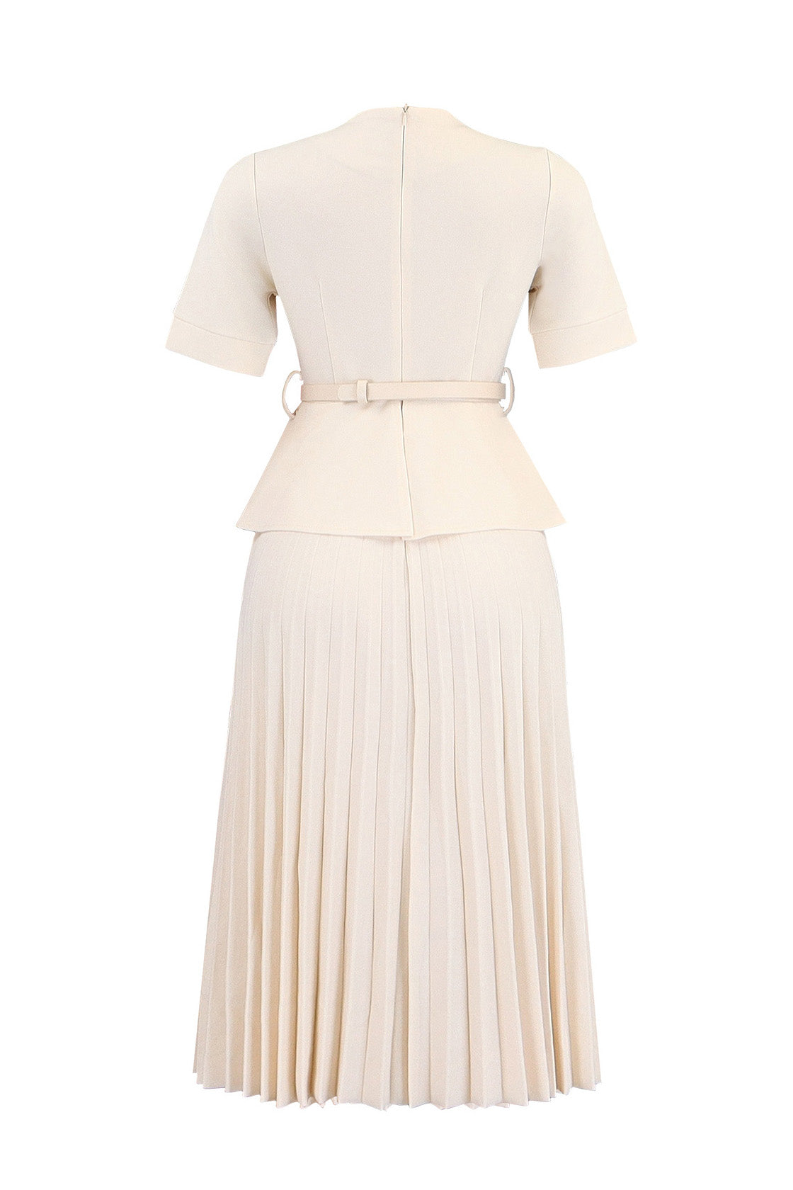 Mock 2-Piece Peplum Pleated Midi Dress Lavish Daily