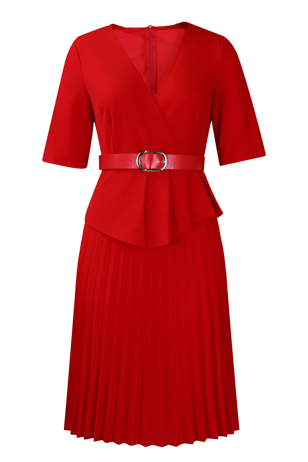 Elegant V-Neck Pleated Dress Lavish Daily