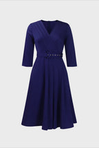 V-Neck Wrinkled Midi Dress Lavish Daily