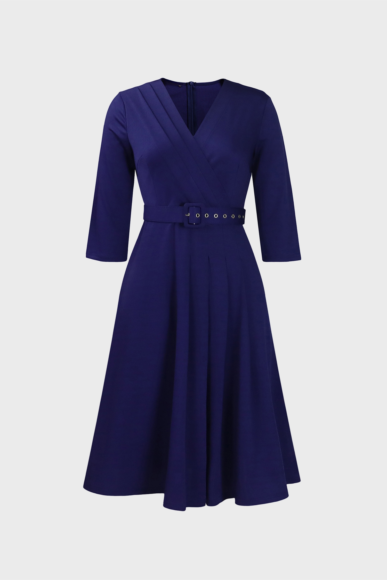 V-Neck Wrinkled Midi Dress Lavish Daily