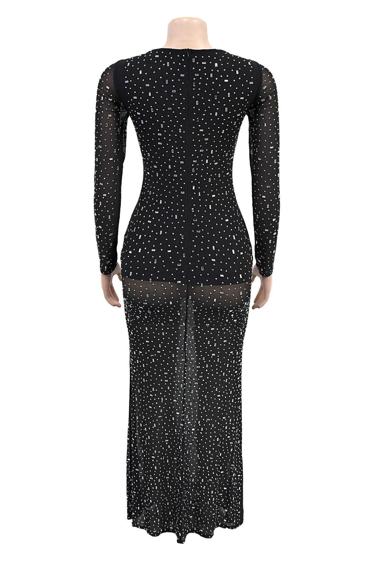 Crystal Embellished Square Neck Maxi Dress Lavish Daily