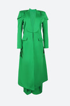 Solid Color Notch Lapel Long Suit Two-Piece Set Lavish Daily