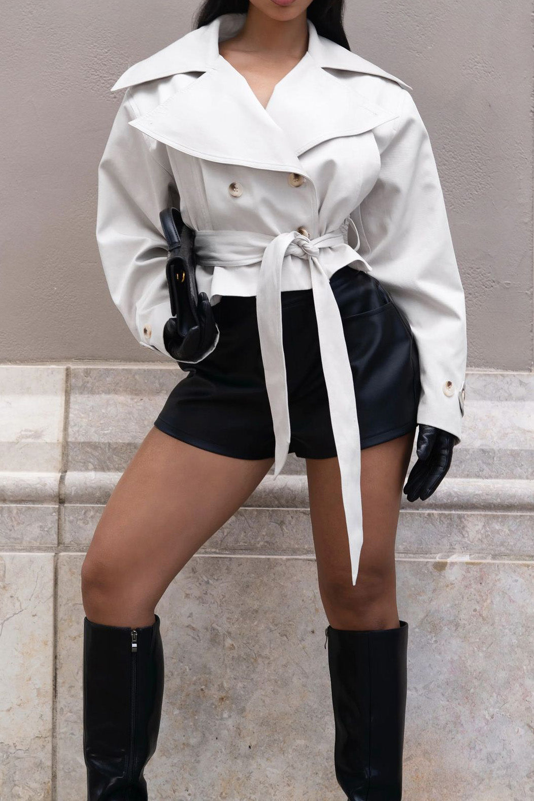 Cropped Trench Coat Lavish Daily