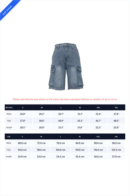 Vintage Wash Raw Hem Denim Cargo Jorts Lavish Daily