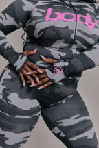 Print Long Sleeve Hooded Top Slim Fit Pants Set Lavish Daily