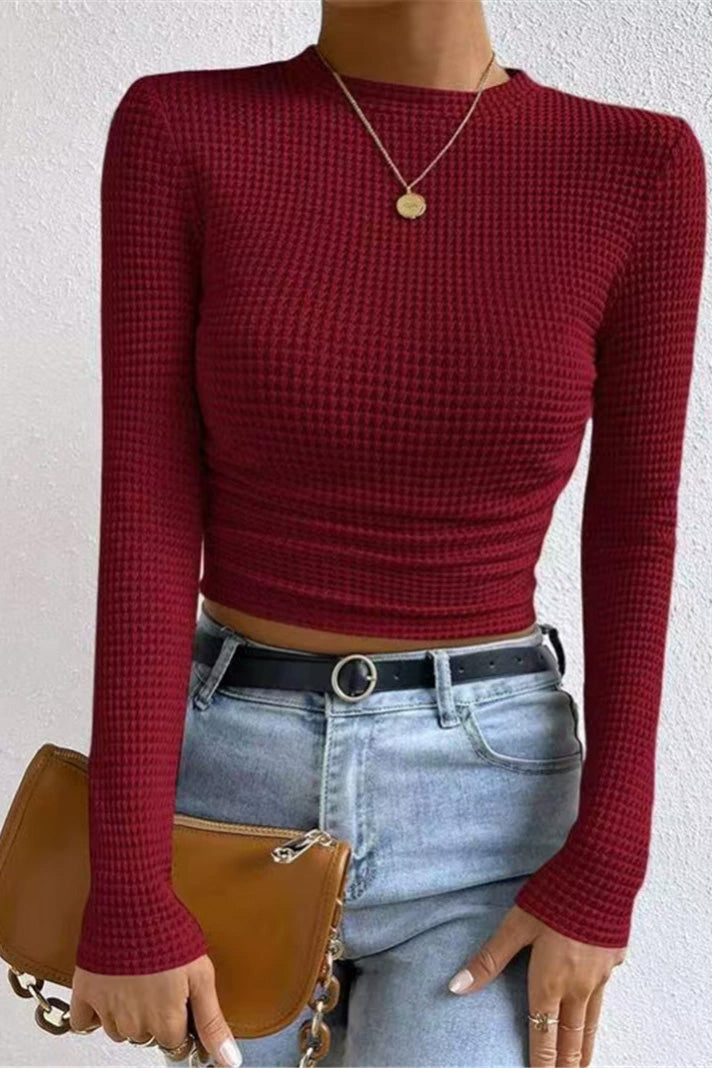 Solid Color Waffle Slim Fit T-Shirt LavishDaily