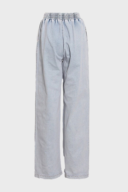 Denim Tube Top Wide Leg Pants Set Lavish Daily