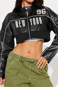 Faux Leather Cropped Jacket Lavish Daily
