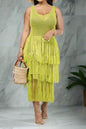 Knit Layered Fringe Long Dress Lavish Daily