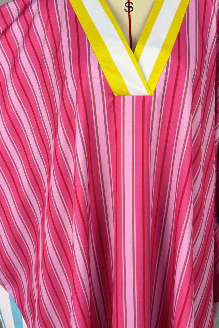 Striped Colorblock Kaftan Maxi Dress Lavish Daily