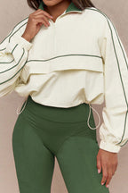 Drawstring Waist Nylon Top & Yoga Pants Activewear Set Lavish Daily