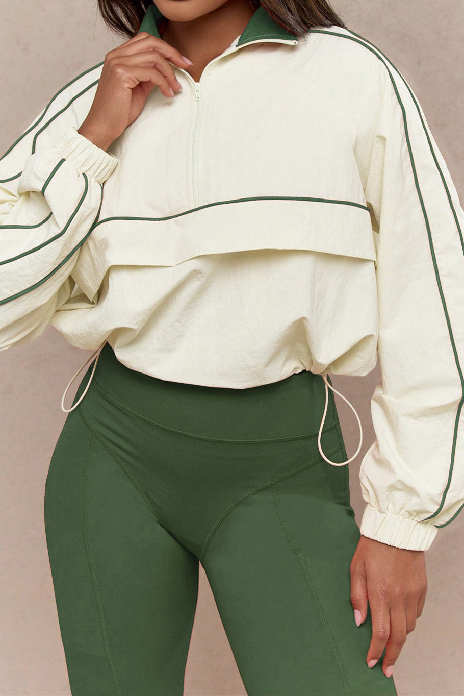 Drawstring Waist Nylon Top & Yoga Pants Activewear Set Lavish Daily