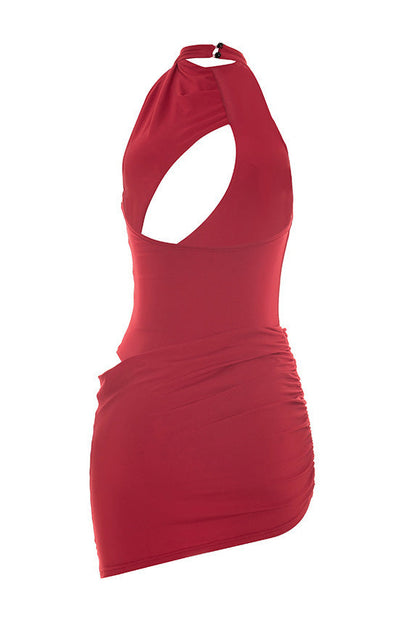 Asymmetrical Cutout Ruched Mini Dress Lavish Daily
