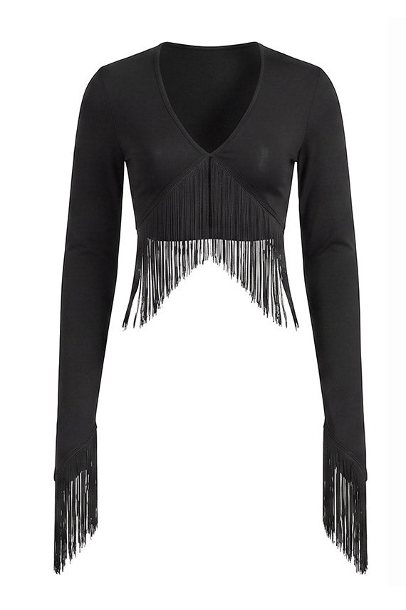 Fringe Crop Top & Stirrup Leggings Set Lavish Daily