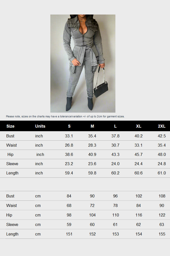 Multi Pocket Tie Up Denim Jumpsuits Lavish Daily