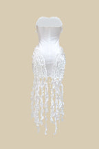 Asymmetrical Fringe Strapless Dresses Lavish Daily