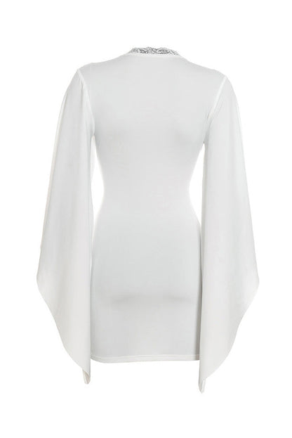 Ruffle Flare Sleeve Bodycon Dress Lavish Daily