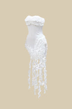 Asymmetrical Fringe Strapless Dresses Lavish Daily