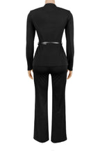 Belted Collarless 2-Piece Power Suit Lavish Daily