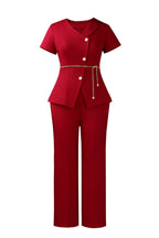 Short Sleeve Asymmetric Blazer Trouser Set Lavish Daily