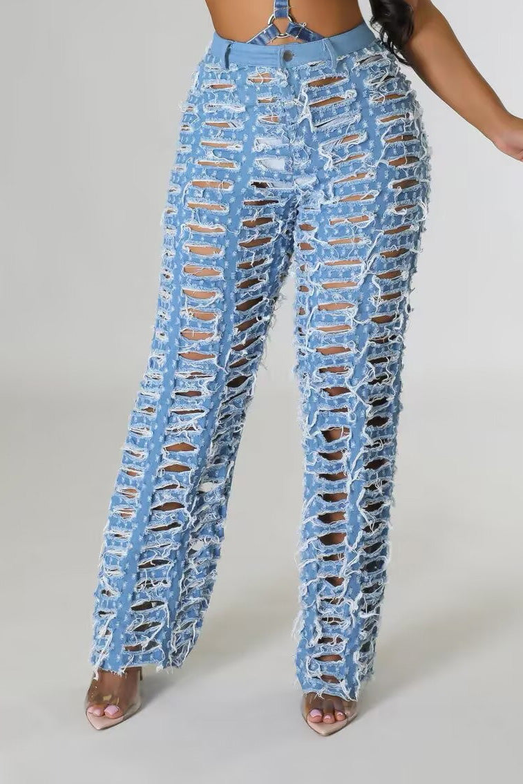 Relaxed Over Distressed Jeans Lavish Daily