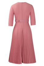 Pleated A-Line Blazer Midi Dress with Belt Lavish Daily