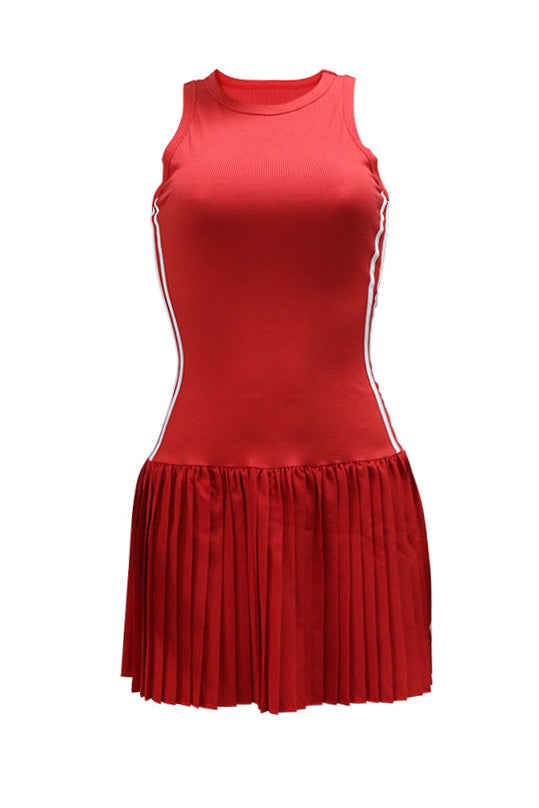 Sleeveless Round Neck Pleated Mini Dress Lavish Daily