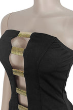 Strapless Gold Button Top & Fitted Pants Set Lavish Daily