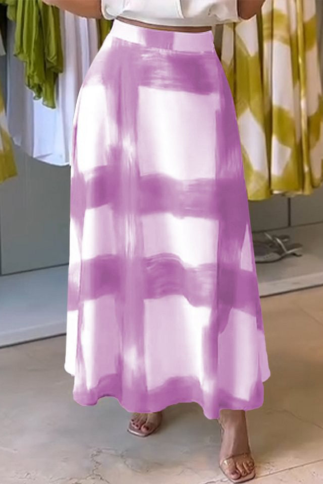 Plaid Print A-Line Long Skirt Lavish Daily