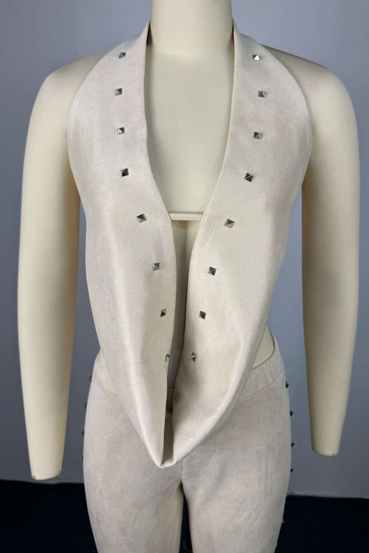 Studded Suede Cowl Neck Halter Set Lavish Daily