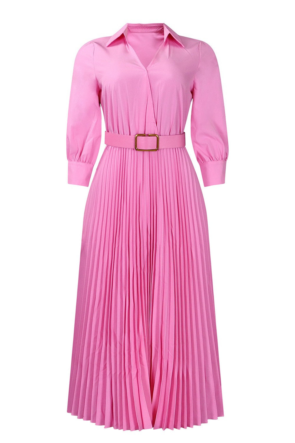 Long Sleeve High-Waist Pleated Midi Dress Lavish Daily