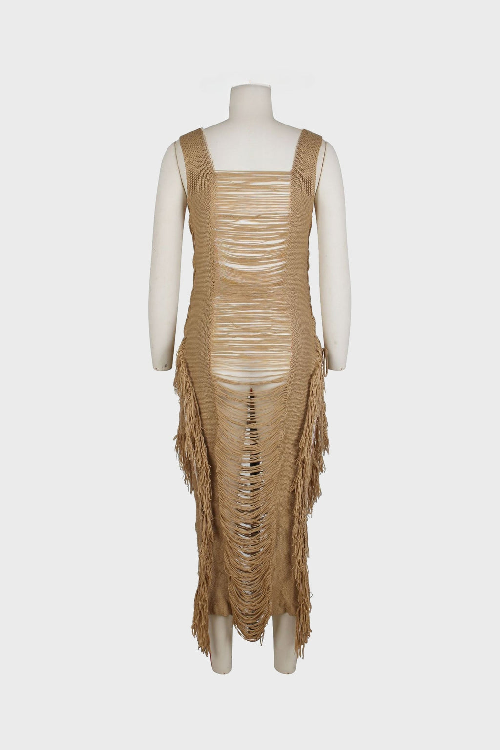 Fringe Ripped Sleeveless Beach Sweater Dress Lavish Daily
