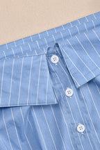Striped Shoulder Button Down Shirt Lavish Daily