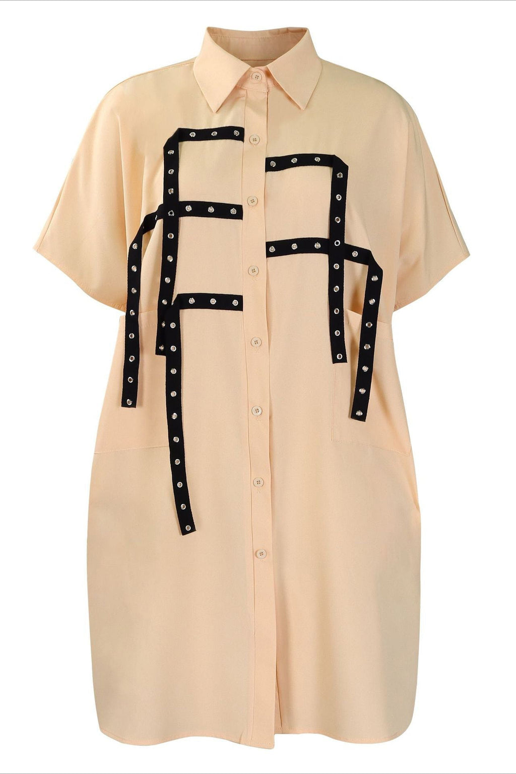 Loose Short-Sleeve Shirt Dress Lavish Daily