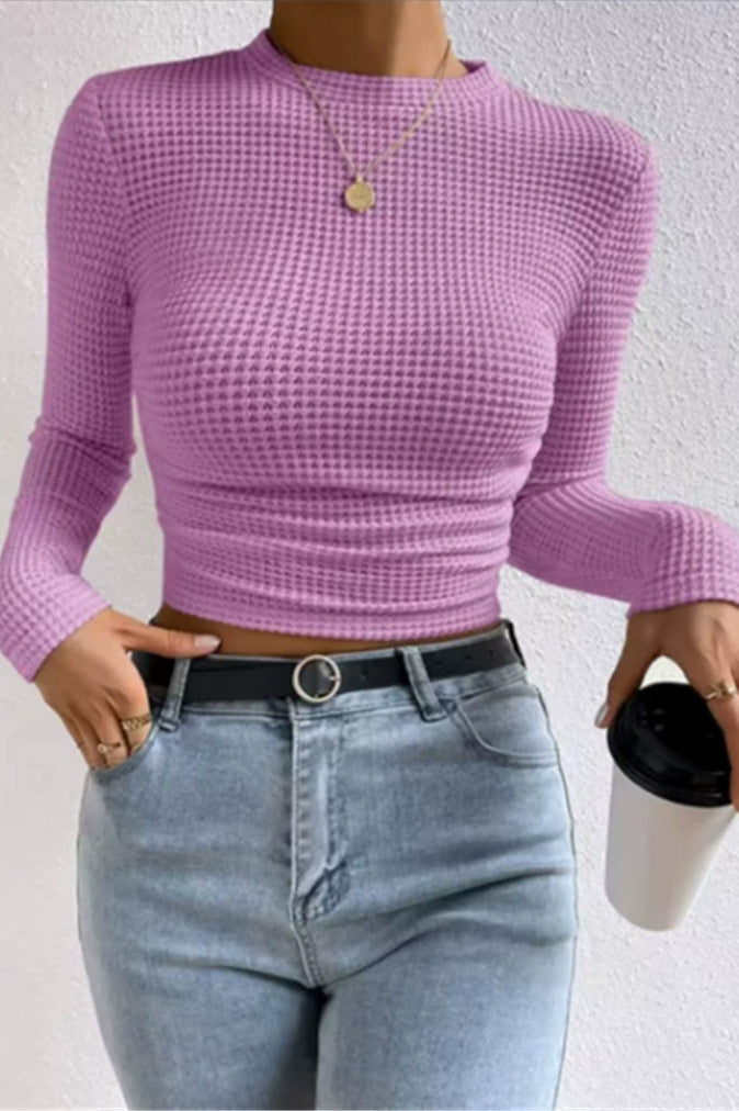 Solid Color Waffle Slim Fit T-Shirt LavishDaily