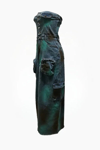 Denim Cargo Dress Lavish Daily