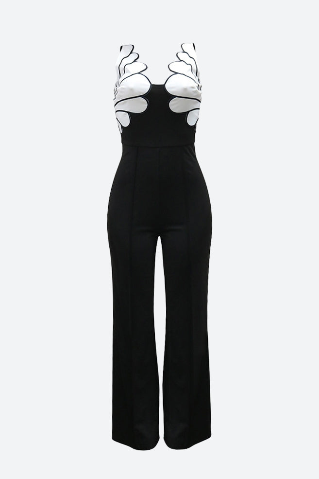 Folded Shell Sway V-Neck Wide Leg Jumpsuit Lavish Daily