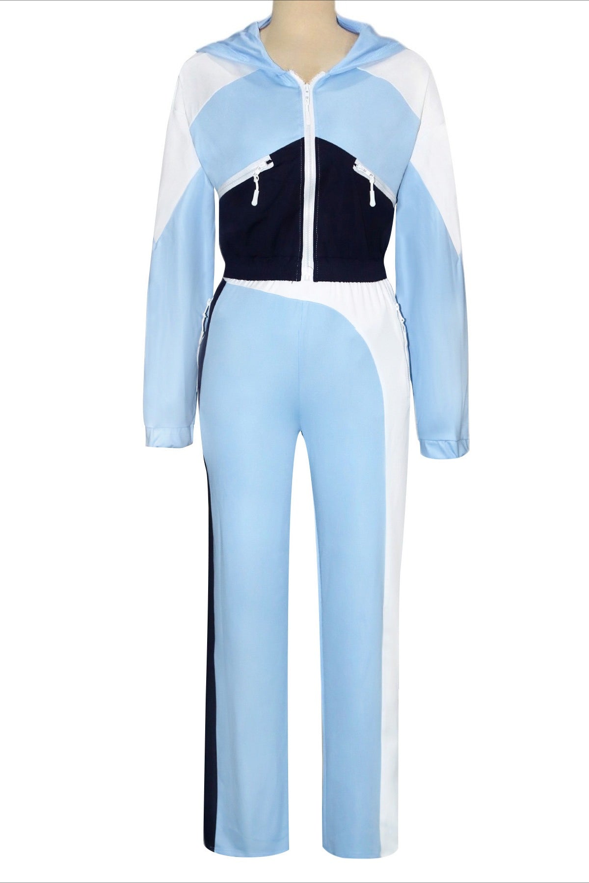 Colorblock Zip Front Hoodie and Pants Set Lavish Daily