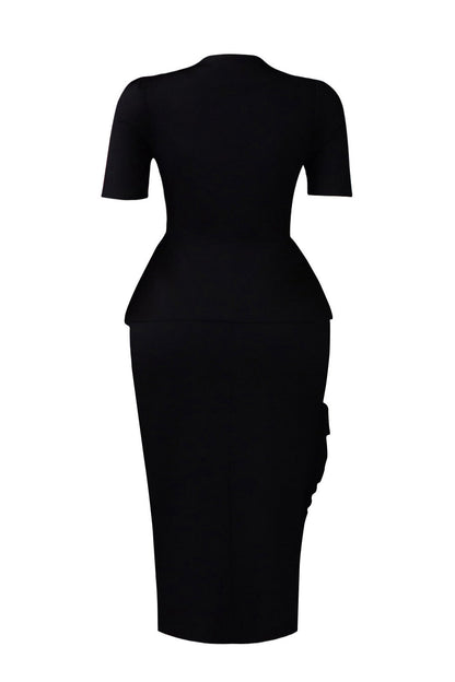 Asymmetrical Button Peplum Skirt Set Lavish Daily