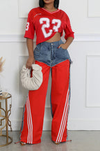 Striped Denim Jogger Pants Lavish Daily