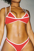 Sexy Contrast Color Striped Bikini Set Lavish Daily