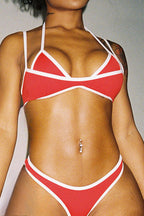Sexy Contrast Color Striped Bikini Set Lavish Daily