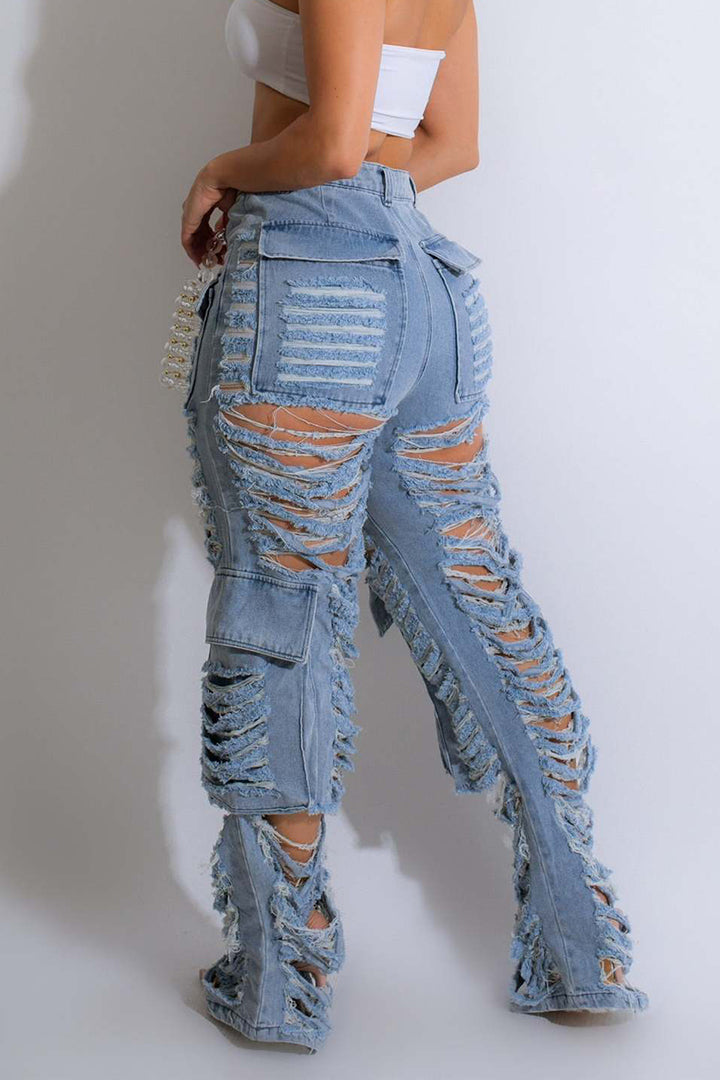 Distressed Denim Wide Leg Jeans Lavish Daily