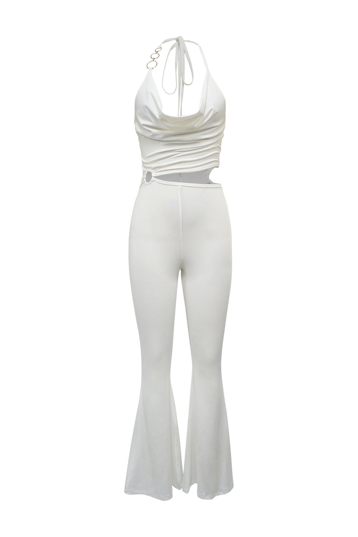 Cowl Neck Cutout Flared Jumpsuit Lavish Daily