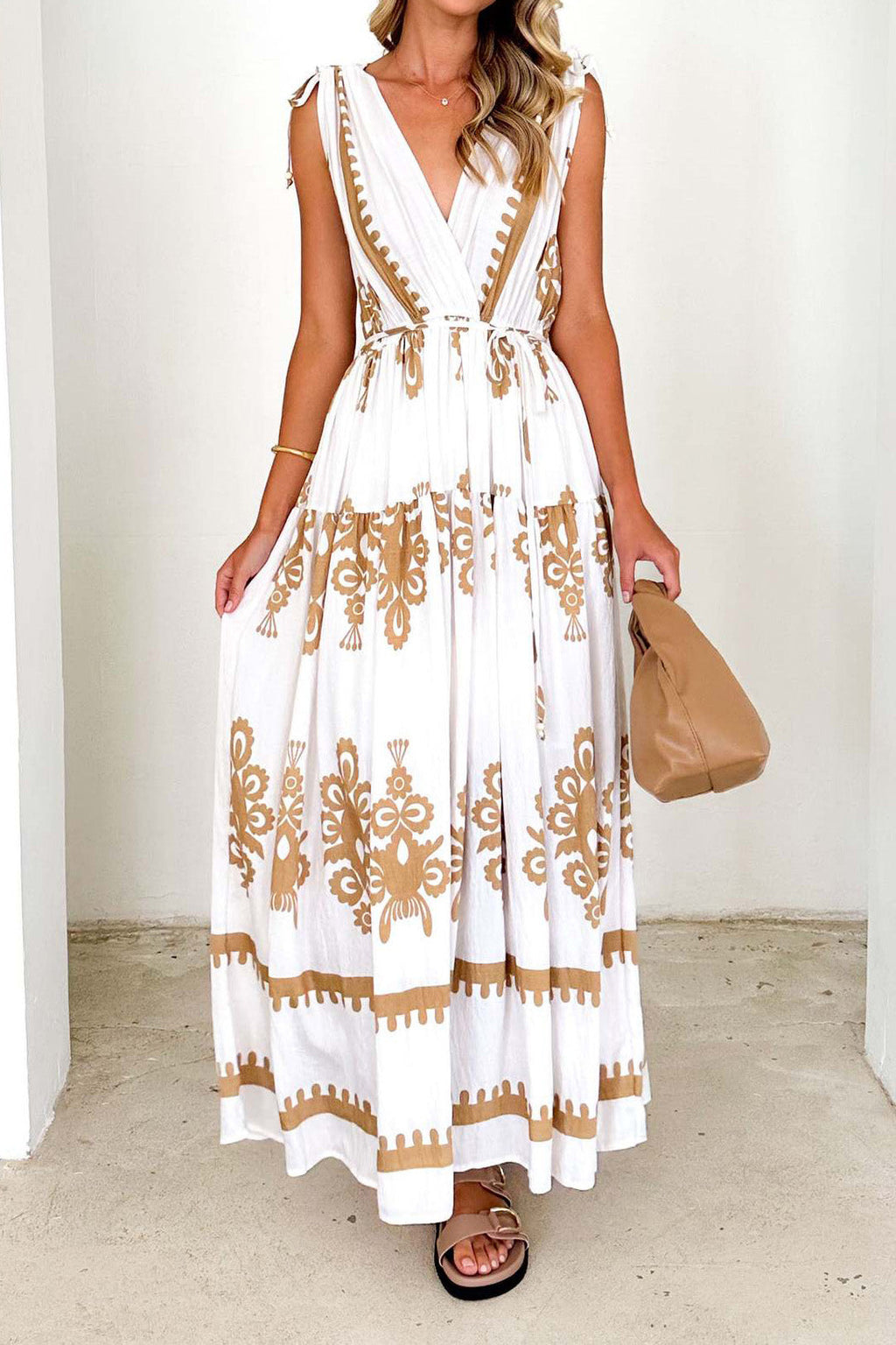 Bohemian Floral Print V-Neck Maxi Dress Lavish Daily
