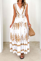 Bohemian Floral Print V-Neck Maxi Dress Lavish Daily