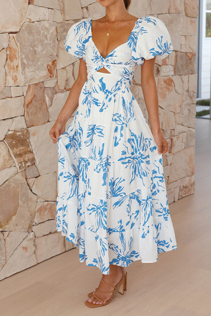 Seaside Printed Puff Sleeve Dress Lavish Daily