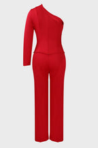 Long Sleeve A-Line Top Straight Leg Pants Matching Set Lavish Daily