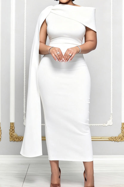 Elegant Asymmetric Draped Cape Maxi Dress Lavish Daily